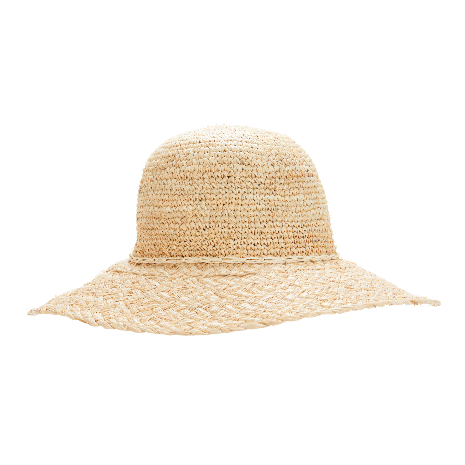 Beige straw hat on a white background