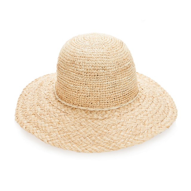 Beige straw hat on a white background