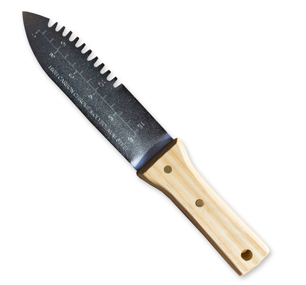 Knife with a wooden handle on a white background