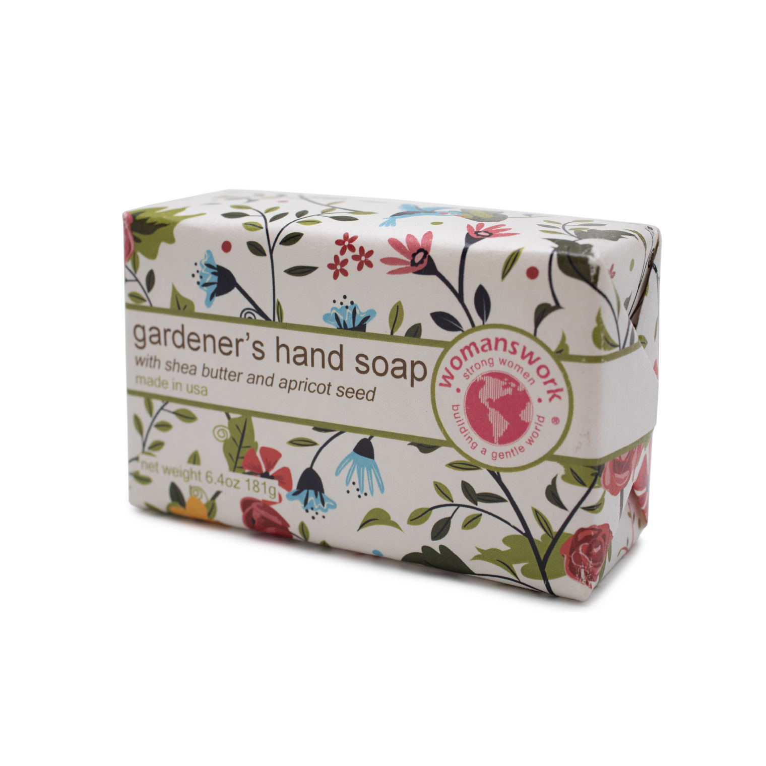 Box of 'Gardener's Hand Soap' with floral design on a white background