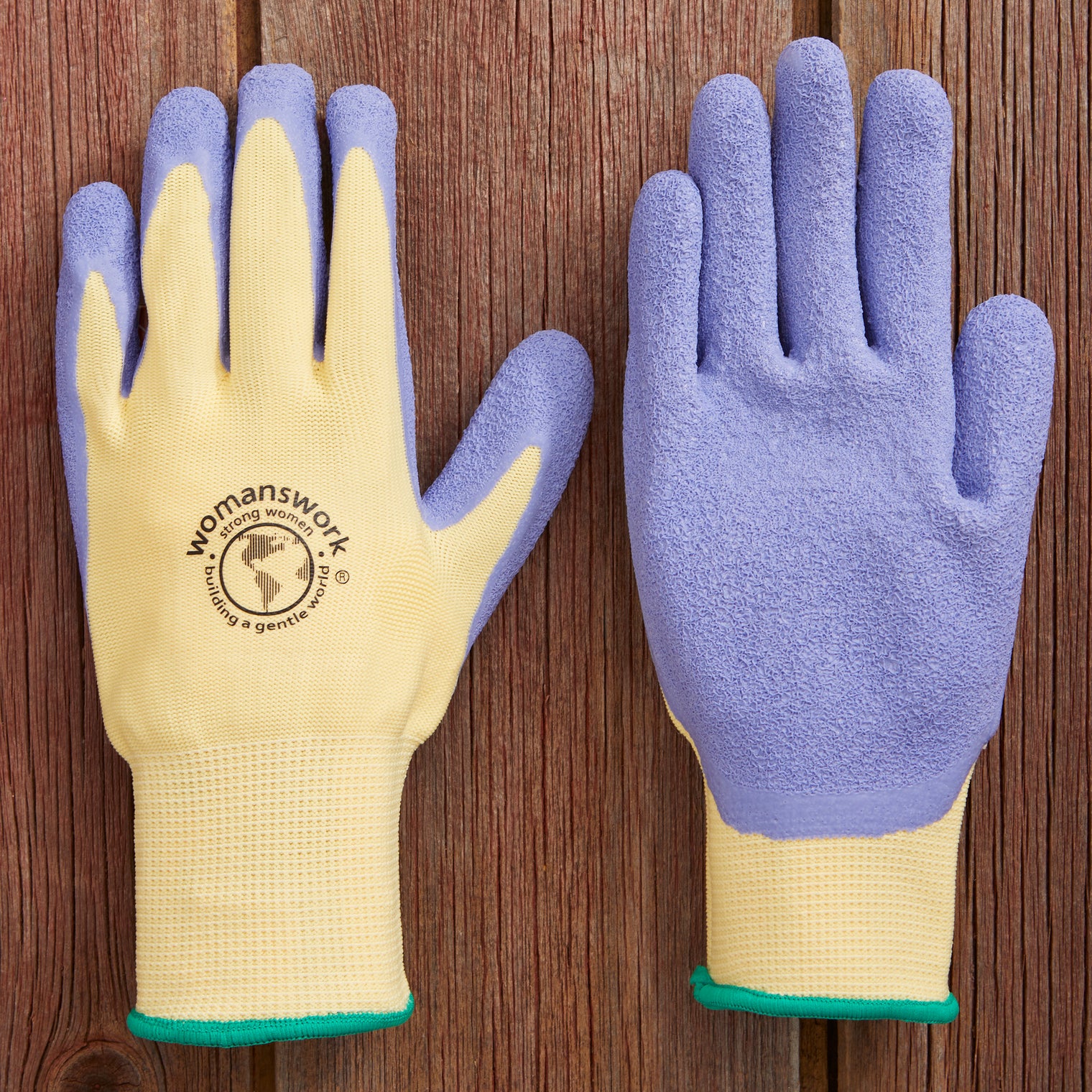 A pair of purple latex gloves