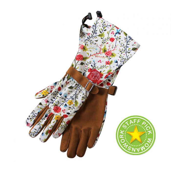 Womanswork Womens Garden Gloves Floral Rose Long Sleeve Arm Protection GauntletG 